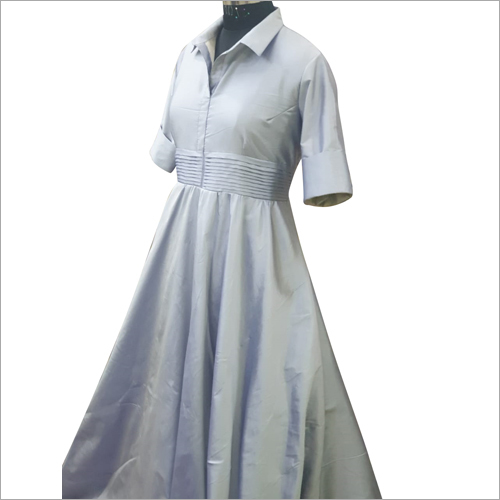 Ladies Fancy Gown - Soft Skin-friendly Fabric, Grey Color, Short Sleeves, Available In Sizes S-m-l-xl | Washable, Full Day Comfort For All Seasons
