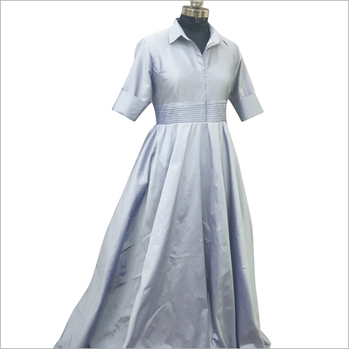 Ladies Fancy Gown - Soft Skin-friendly Fabric, Grey Color, Short Sleeves, Available In Sizes S-m-l-xl | Washable, Full Day Comfort For All Seasons