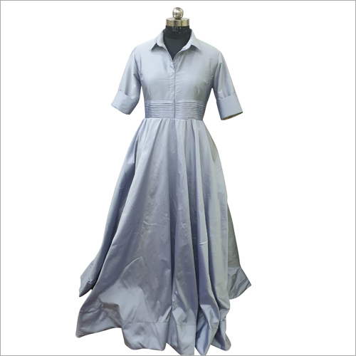 Ladies Fancy Gown - Soft Skin-friendly Fabric, Grey Color, Short Sleeves, Available In Sizes S-m-l-xl | Washable, Full Day Comfort For All Seasons