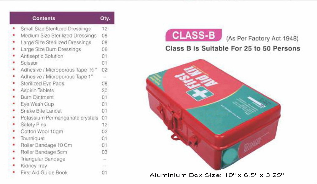 First Aid Kits / Medical Emergency Kits / Industrial First Aid Kits - Metal/plastic Box, Various Sizes Available | Anti-septic, Disinfects Wounds, Reusable