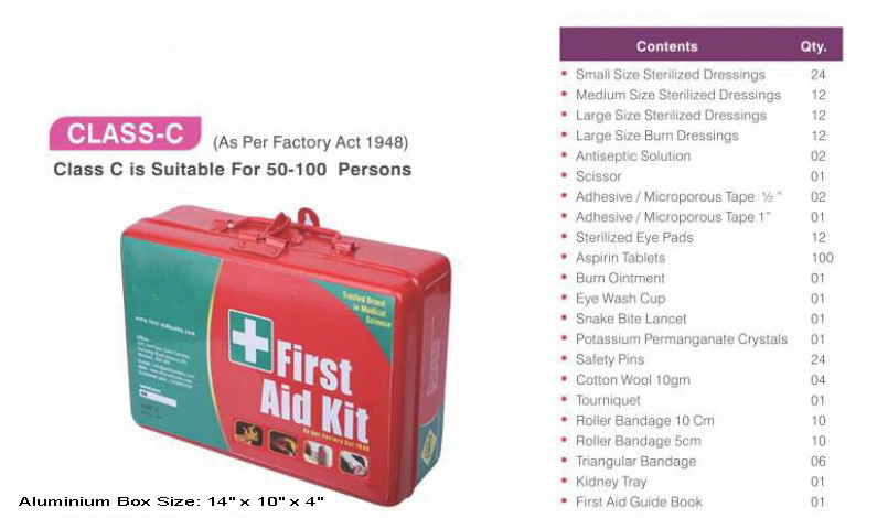 First Aid Kits / Medical Emergency Kits / Industrial First Aid Kits - Metal/plastic Box, Various Sizes Available | Anti-septic, Disinfects Wounds, Reusable