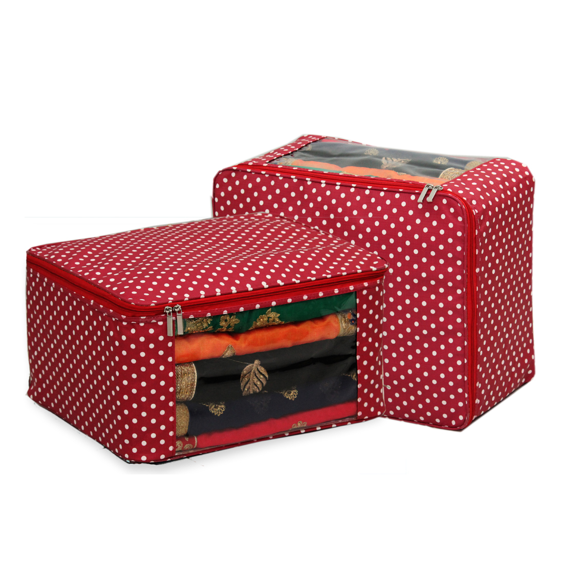 Multi Saree Packing Bag - Foldable, Transparent Window, Zip Closure, Dust Proof, Moisture Proof, Durable