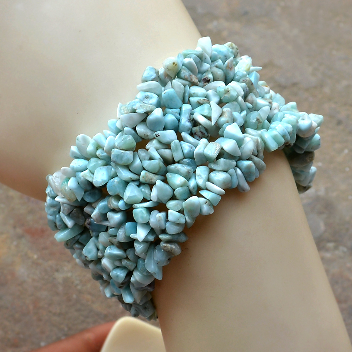 Larimar Gemstone Chips Bracelet Pg-156079 Gender: Women's