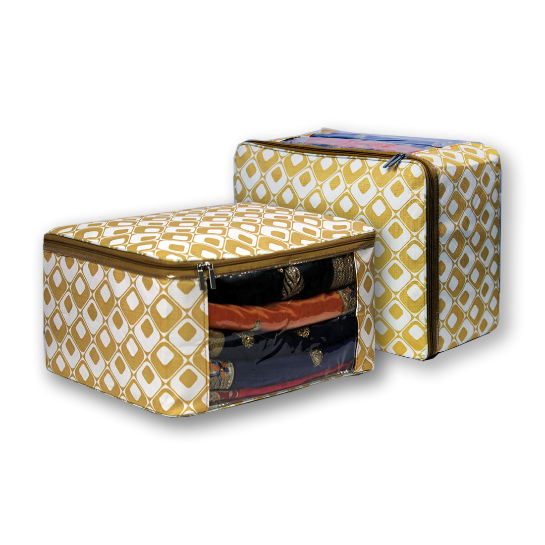 Multi Saree Packing Bag - Foldable, Water Resistant, Holds 12-15 Sarees | Transparent Window, Sturdy, Lightweight