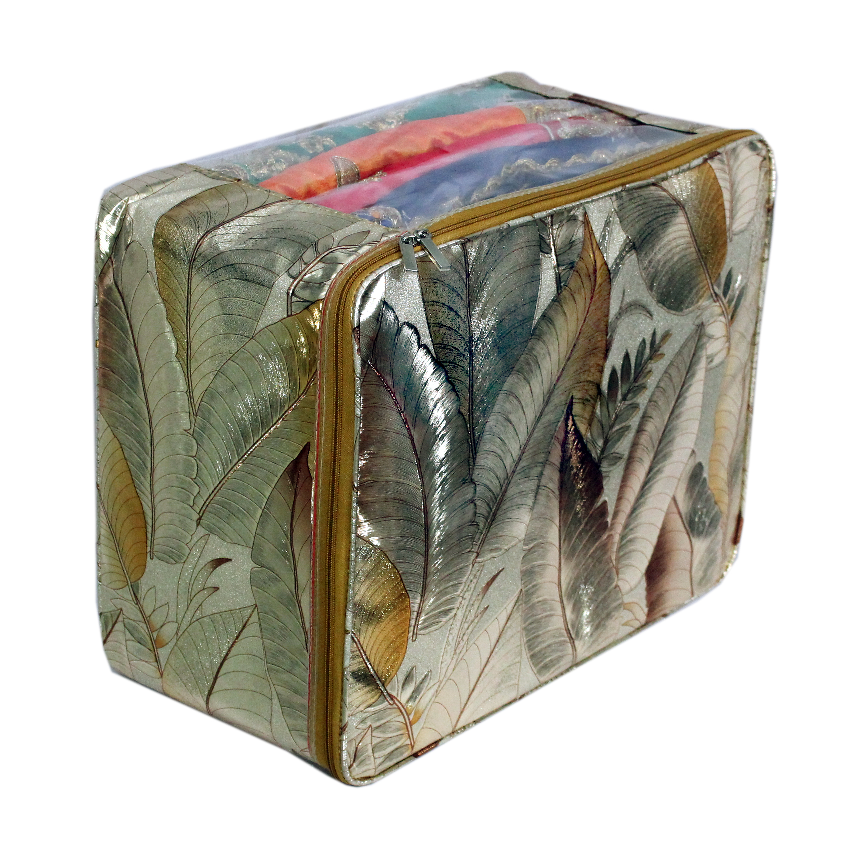 Golden Leaves Design Multi Saree Packing Bag
