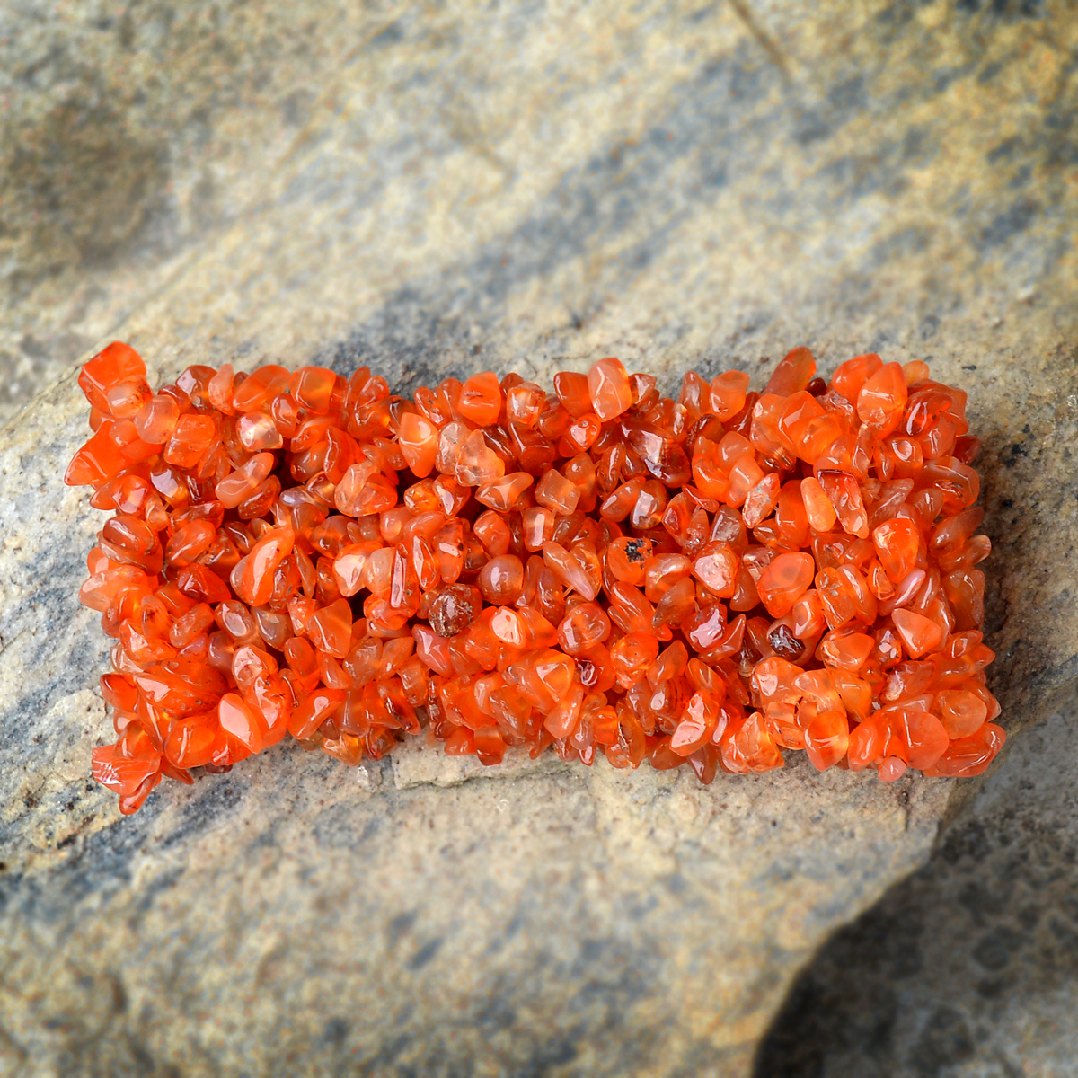 Stone Carnelian Gemstone Chips Bracelet Pg-156088