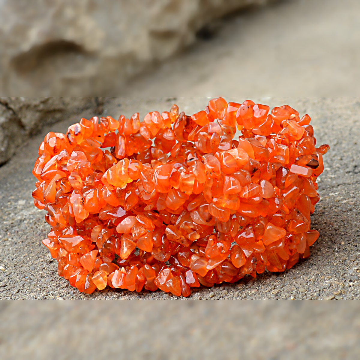 Stone Carnelian Gemstone Chips Bracelet Pg-156088