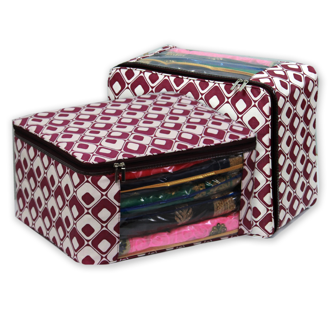 Violet Checkers Multi Saree Packing Bag