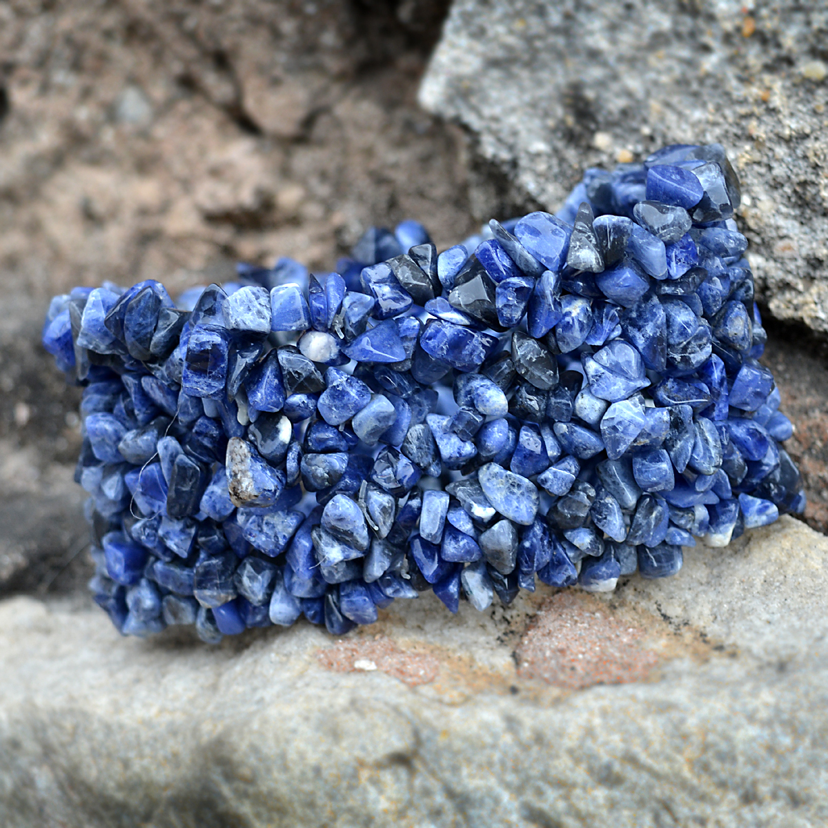 Stone Sodalite Gemstone Chips Bracelet Pg-156089