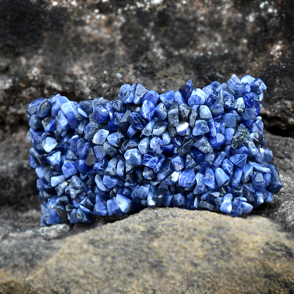 Stone Sodalite Gemstone Chips Bracelet Pg-156089