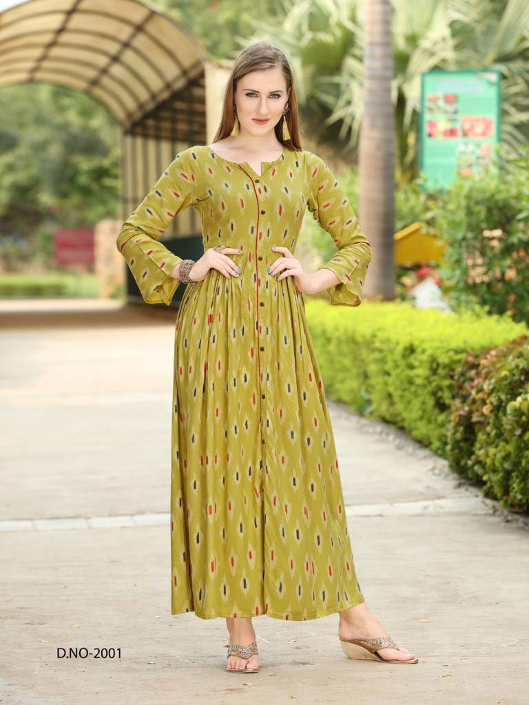 Spring Amaya Wardrobe Vol-4 Rayon Print Gown Type Kurta Set