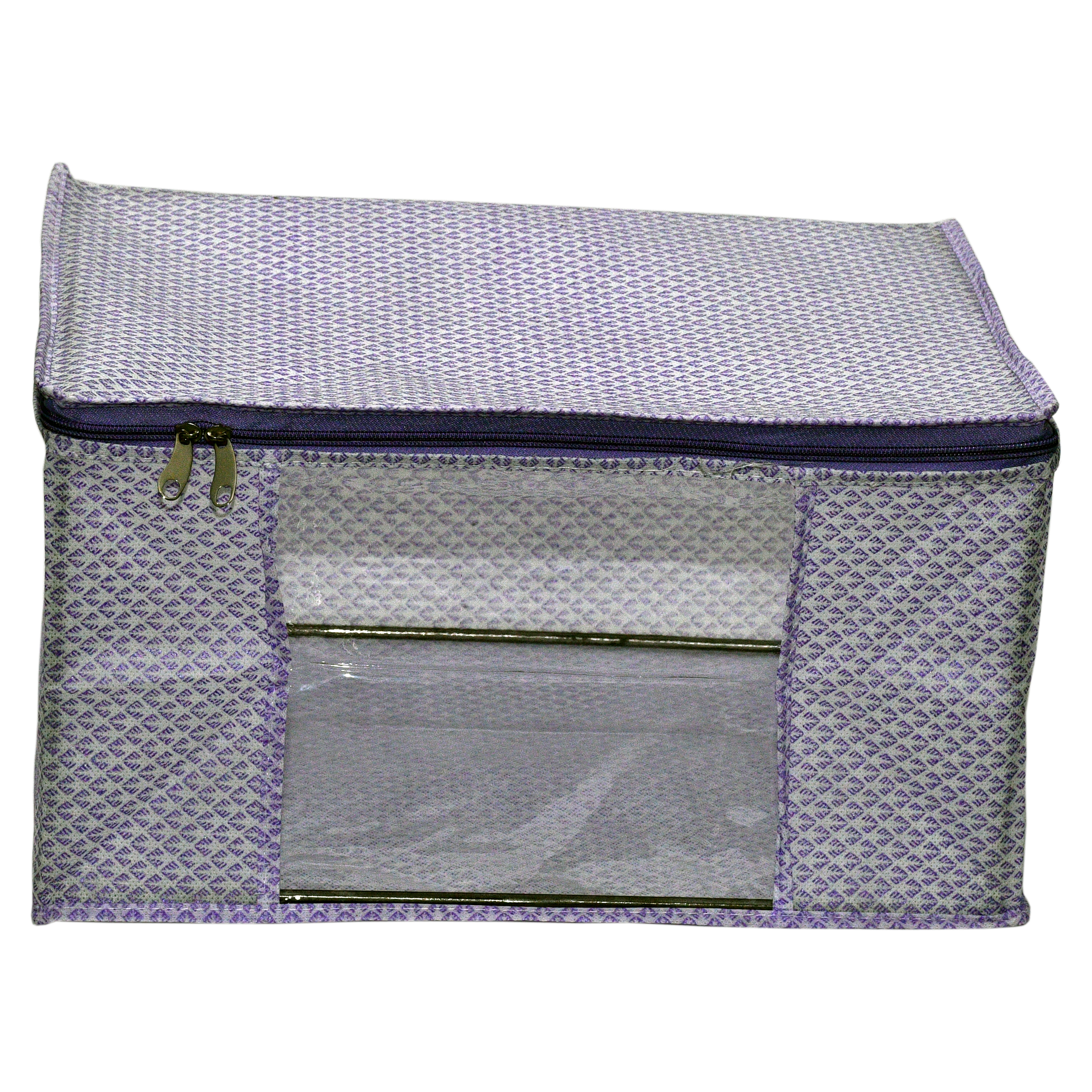 Multi Saree Packing Bag - Non-woven Fabric, 24x18x12 Inches, Gray | Dustproof, Mothproof, Zipper Closure, Transparent Window, Durable, Space Saving