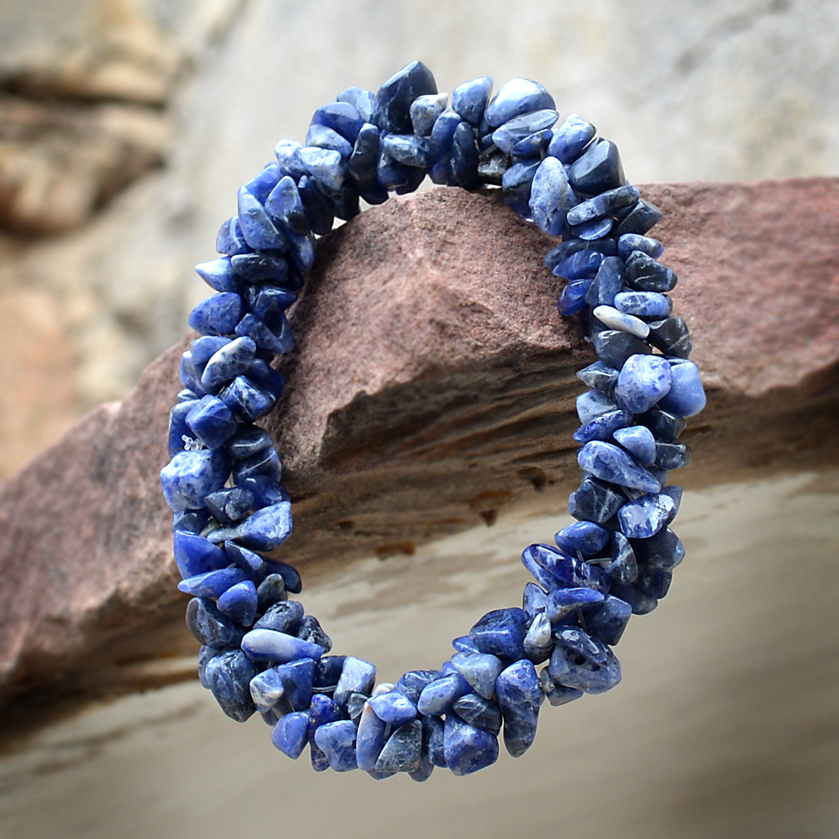 Stone Sodalite Gemstone Chips Bracelet Pg-156096