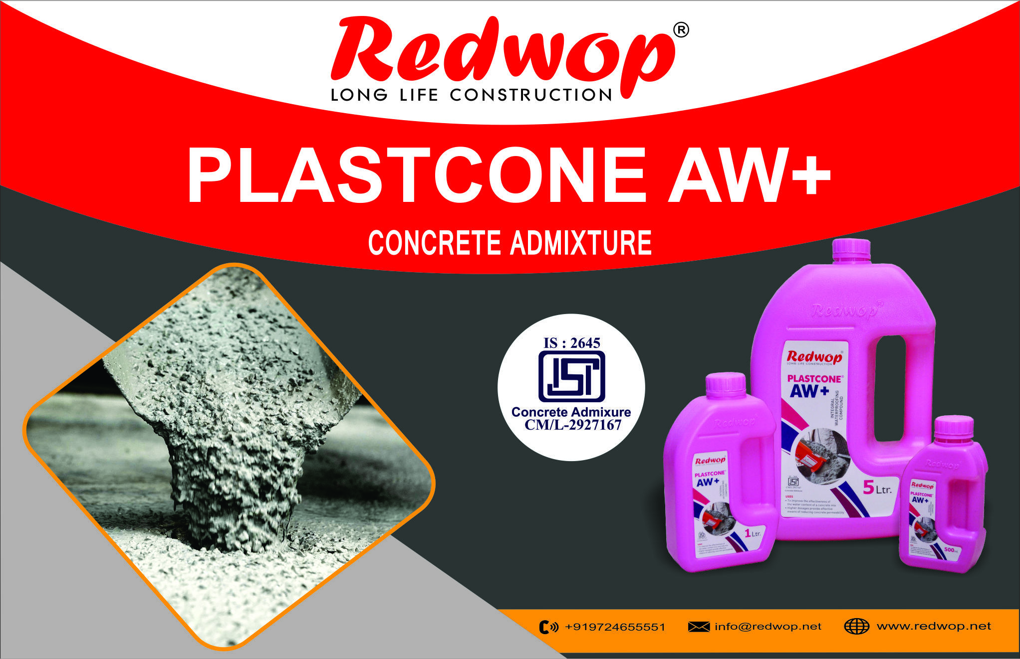 Integral Waterproof Compound - Liquid, Light Brown, Chloride Free, Reduces Water Penetration, Enhances Workability, Improves Durability