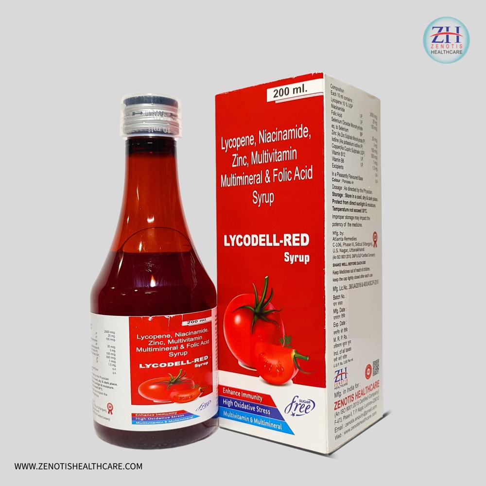 लाइकोपीन मिथाइलकोबालामिन मल्टीविटामिन मल्टीमिनरल और एंटीऑक्सीडेंट सिरप हेल्थ सप्लीमेंट्स
