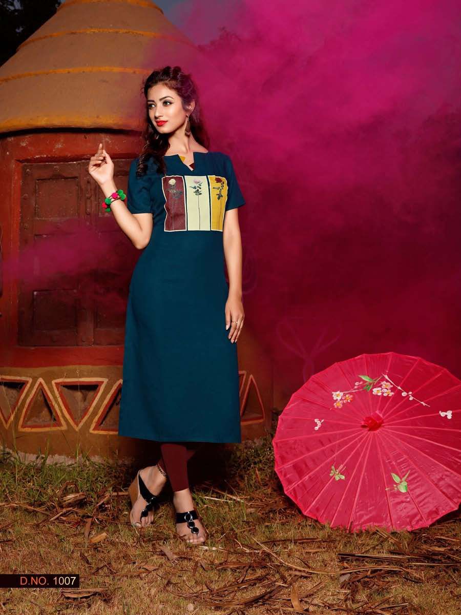 Amore Designer Vaarahi Vol-1 - Rayon Print Kurti | Size L(40), Suitable For All Seasons