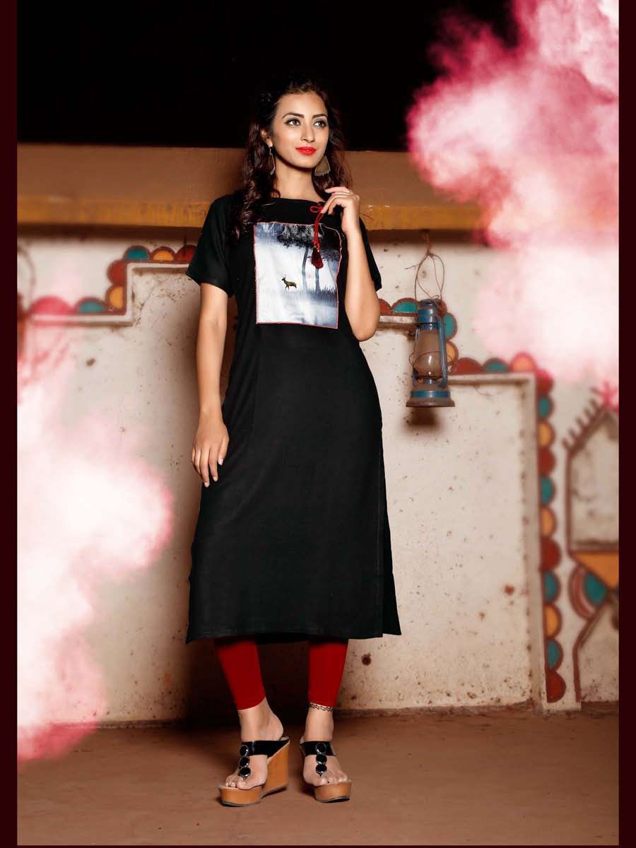 Amore Designer Vaarahi Vol-1 - Rayon Print Kurti | Size L(40), Suitable For All Seasons