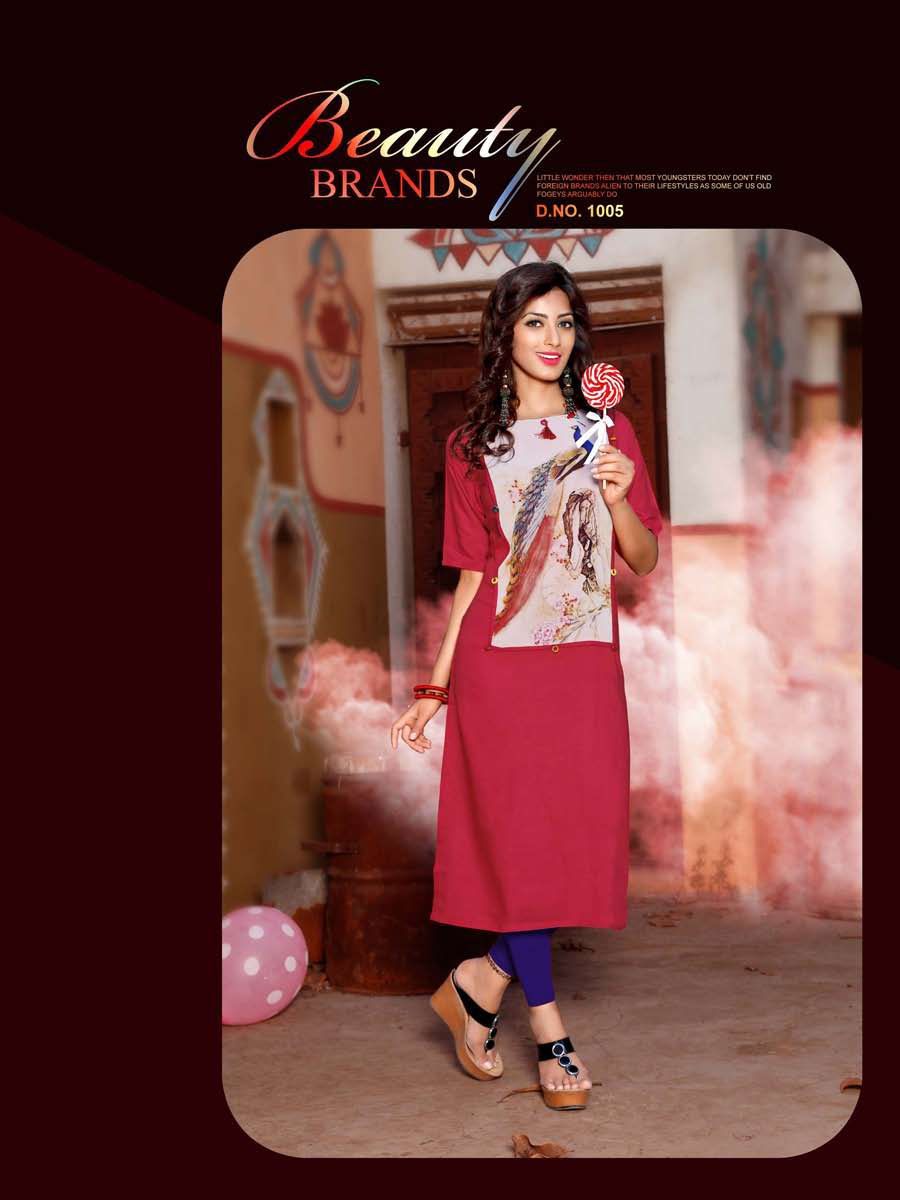 Amore Designer Vaarahi Vol-1 - Rayon Print Kurti | Size L(40), Suitable For All Seasons