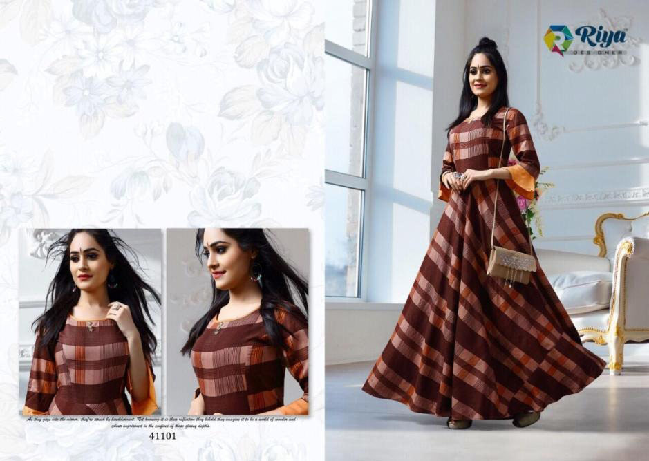 Spring Amyra Riya Designer Denim Print Anarkali Kurti