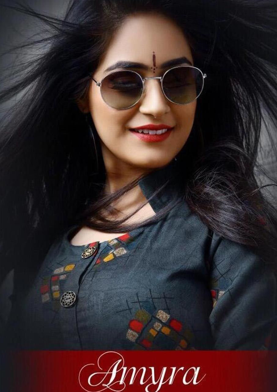 Spring Amyra Riya Designer Denim Print Anarkali Kurti