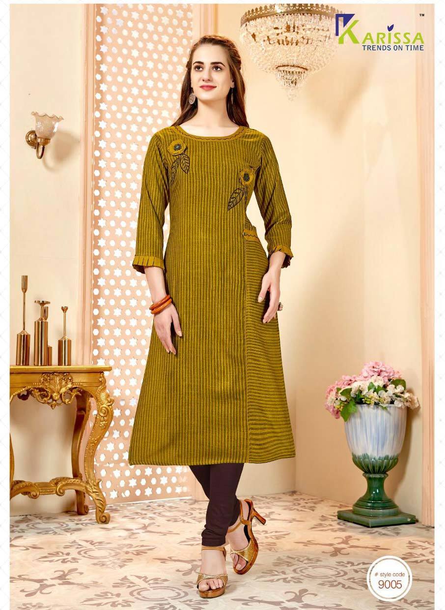 Aneri Karissa Rayon Premium Weaving Lining Kurti - Size M(38)/l(40)/xl(42)/xxl(44), Length 46", Hand Work, Suitable For Rainy, Spring, Summer, Winter
