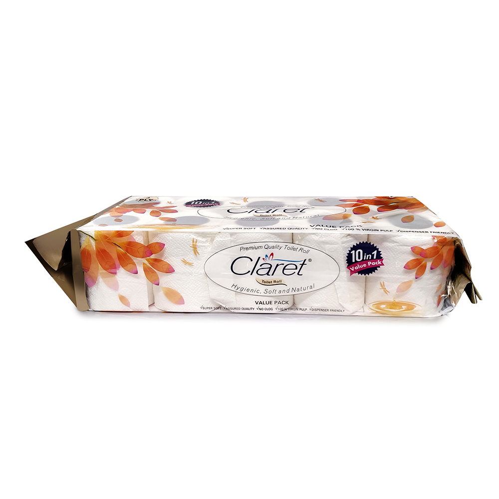 Claret Premium Quality Toilet Paper Roll 10 In 1 Value Pack