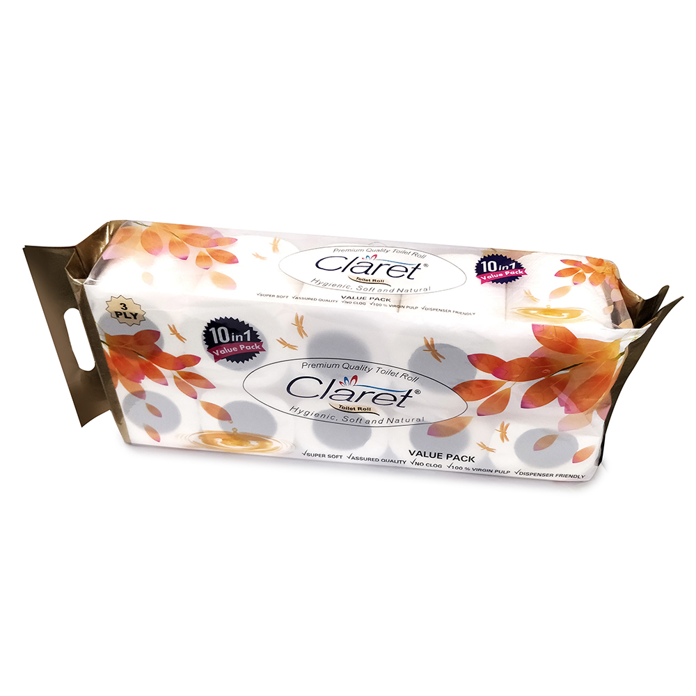 Claret Premium Quality Toilet Paper Roll 10 In 1 Value Pack