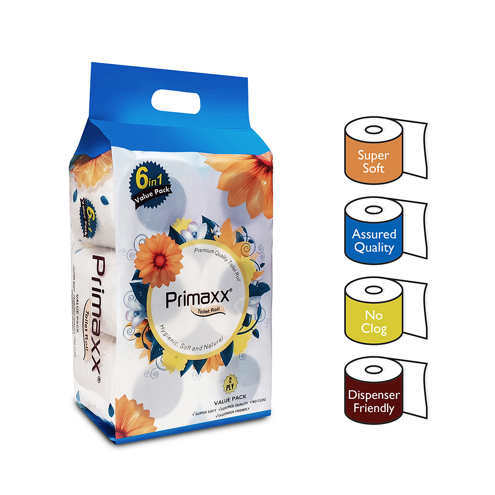 Primaxx Premium Quality Toilet Paper Roll 2 Ply 6 In 1 Value Pack Application: Home