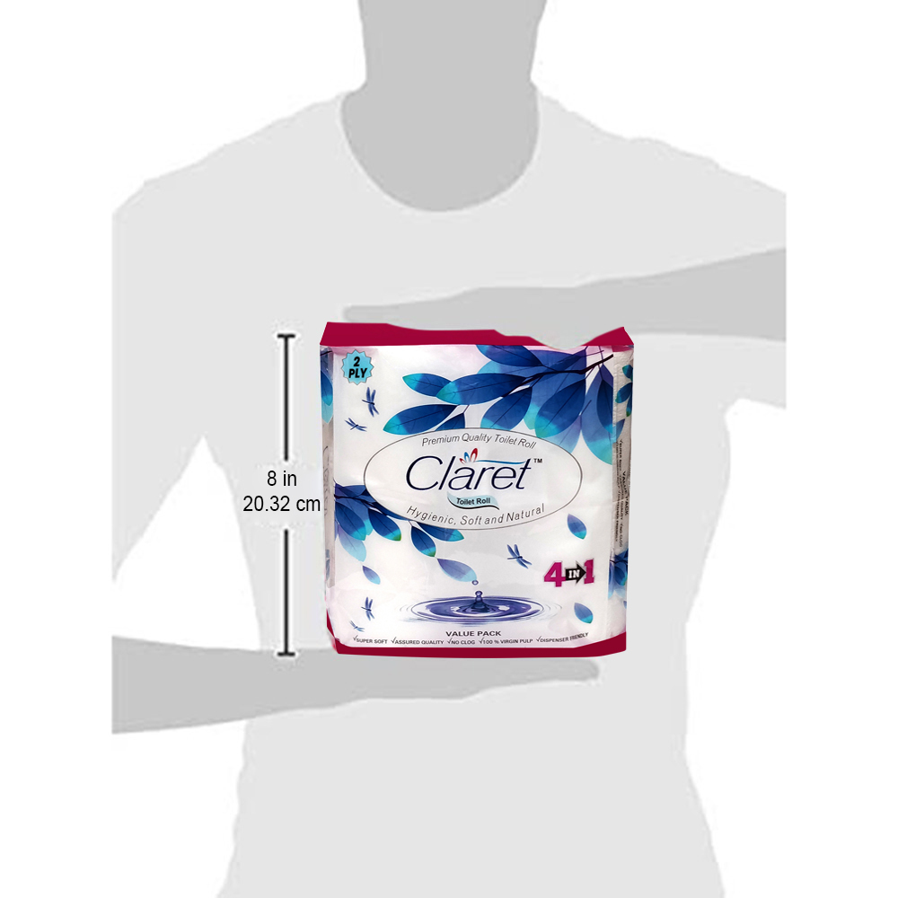 Claret Premium Quality Toilet Paper Roll 4 In 1 Value Pack Application: Home