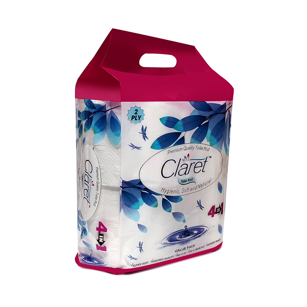 Claret Premium Quality Toilet Paper Roll 4 In 1 Value Pack Application: Home