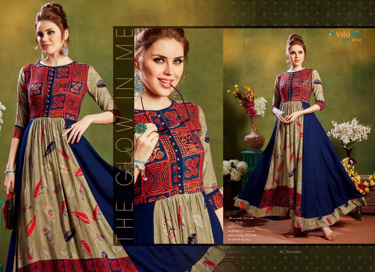 Spring Ankita Vol-1 Vilohit Enterprise Rayon Anarkali Kurti