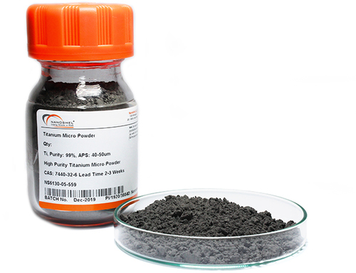 Titanium Powder - Ti, Purity: 99%, APS: 40-50 µm | Silvery Color, Density: 4.54 g/cm³, Warranty: 6 Months, Grade: Nanoshel