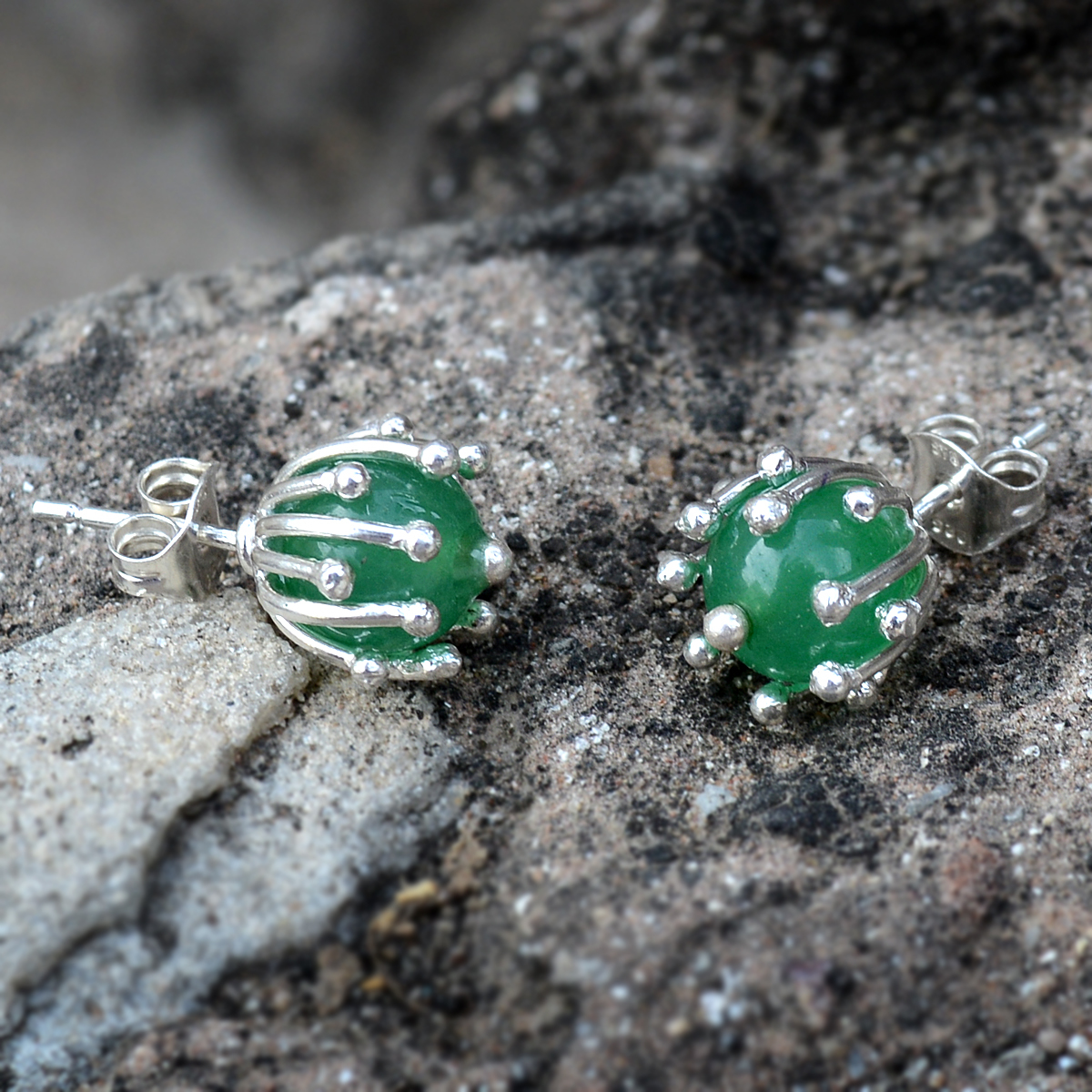 Green Onyx Stud Earrings - 0.8x1 Cm Sterling Silver Gemstone Gift For Women