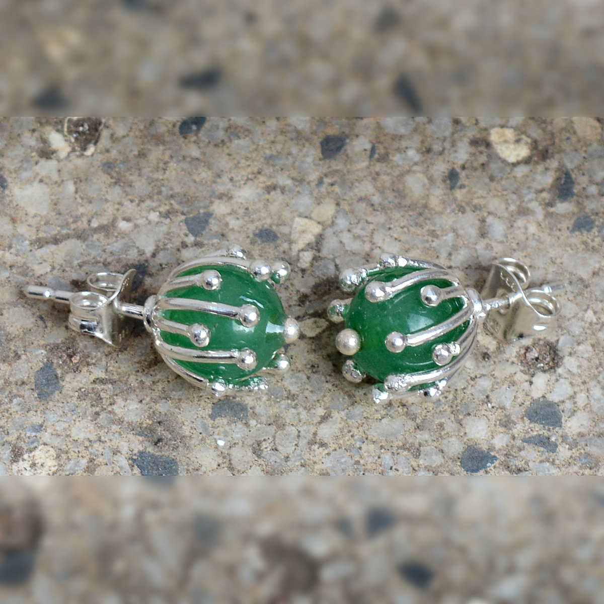 Green Onyx Stud Earrings - 0.8x1 Cm Sterling Silver Gemstone Gift For Women