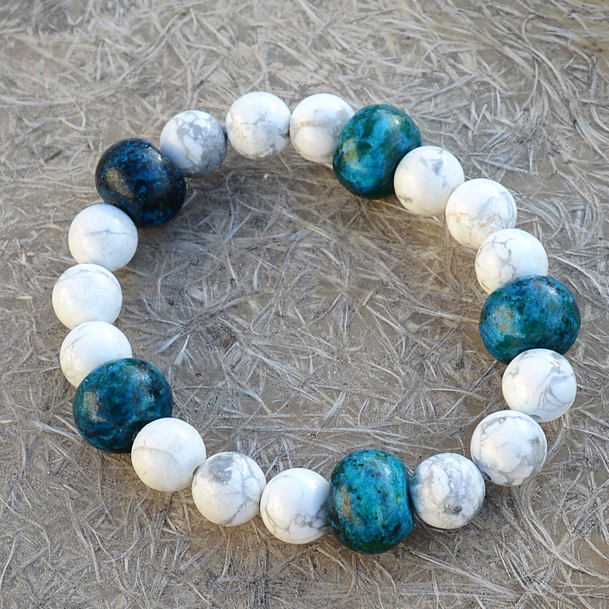 Round Chrysocolla & Howlite Gemstone Bracelet Pg-156279