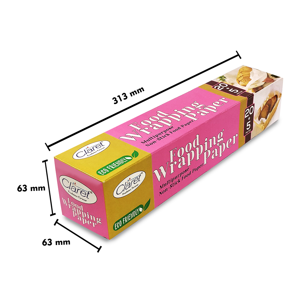 White Claret 20+5 Mtr Food Wrapping Parchment Butter Paper Wrap (Pack Of 1)