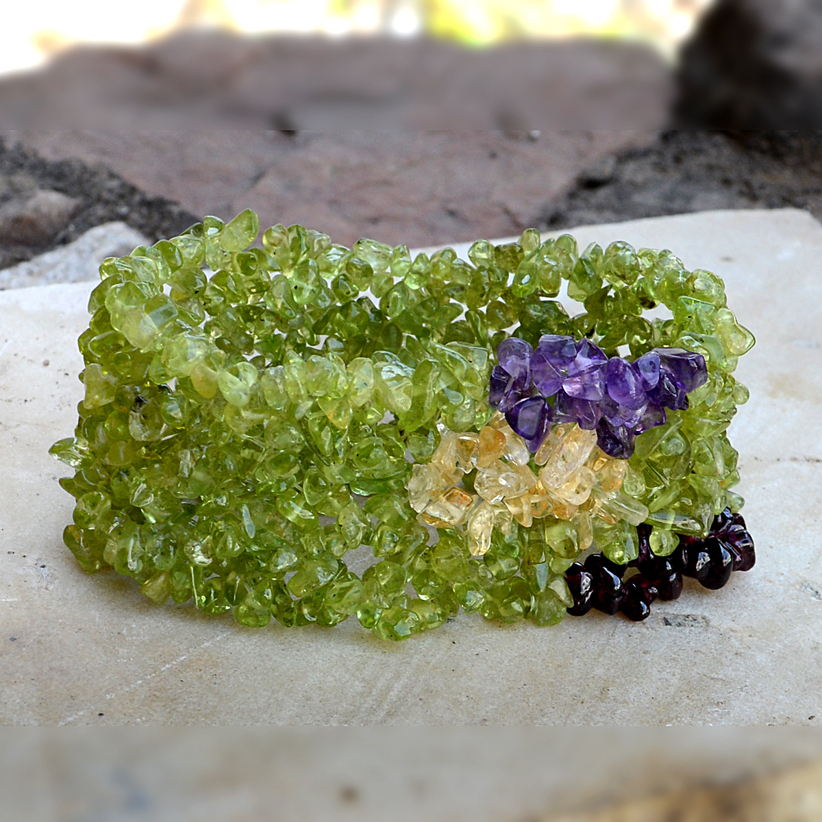 Garnet, Citrine, Amethyst & Peridot Bracelet Pg-156289