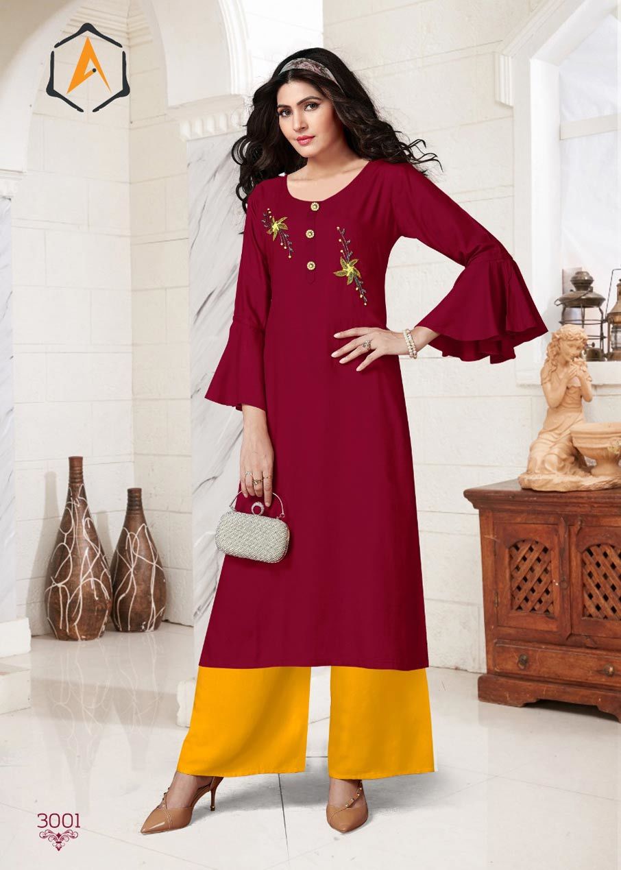 Apple Kurti - Heavy Rayon Slub With Khatli Work, Sizes L(40)-5xl(50), Length 46 Inch | Suitable For Rainy, Spring, Summer, Winter Seasons