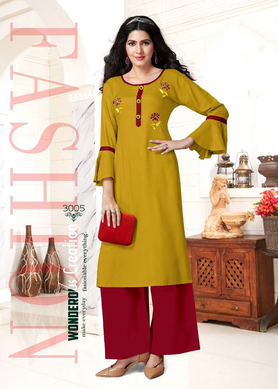 Apple Kurti - Heavy Rayon Slub With Khatli Work, Sizes L(40)-5xl(50), Length 46 Inch | Suitable For Rainy, Spring, Summer, Winter Seasons