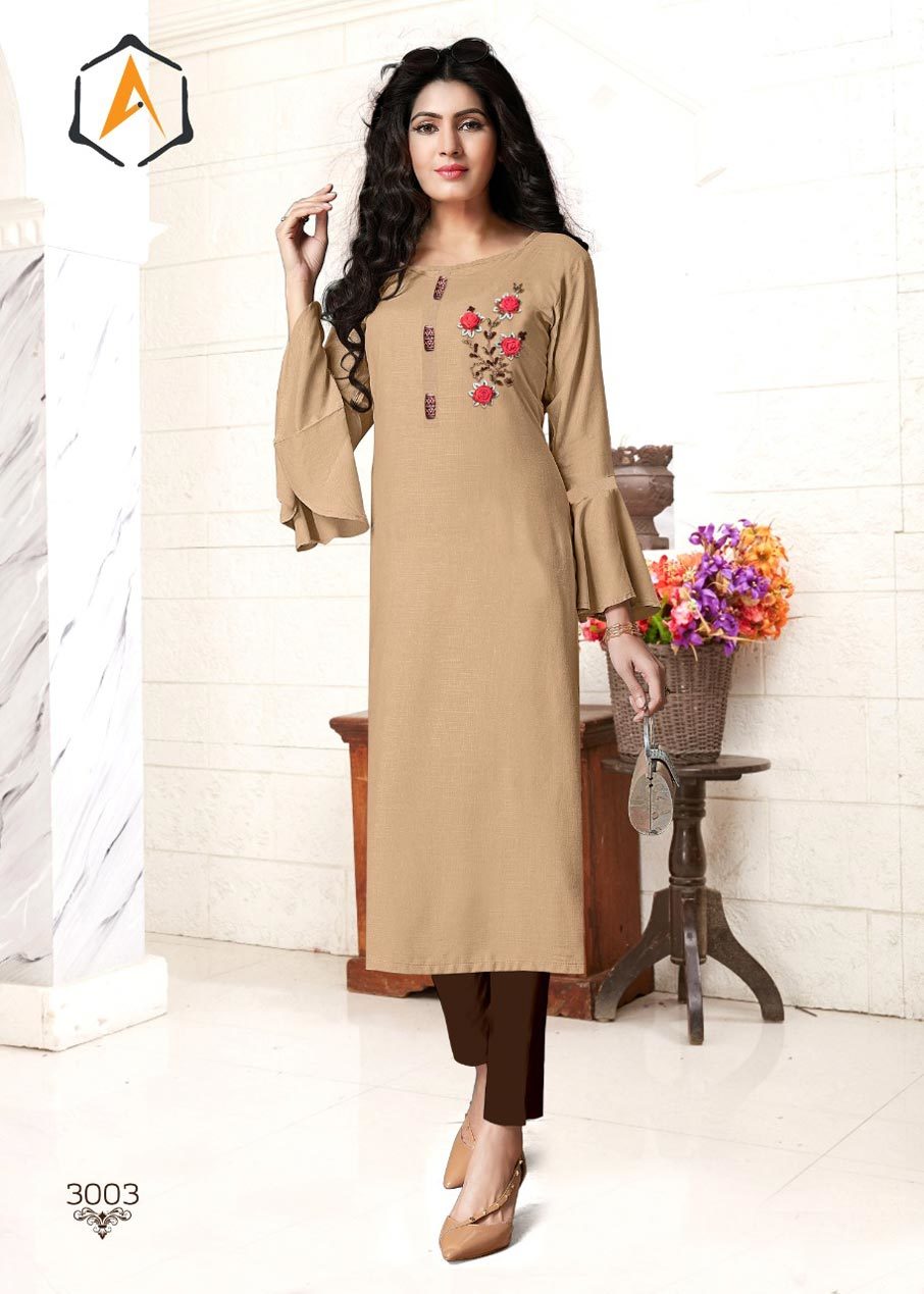 Apple Kurti - Heavy Rayon Slub With Khatli Work, Sizes L(40)-5xl(50), Length 46 Inch | Suitable For Rainy, Spring, Summer, Winter Seasons