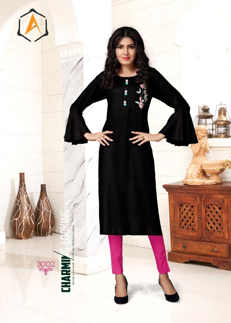 Apple Kurti - Heavy Rayon Slub With Khatli Work, Sizes L(40)-5xl(50), Length 46 Inch | Suitable For Rainy, Spring, Summer, Winter Seasons