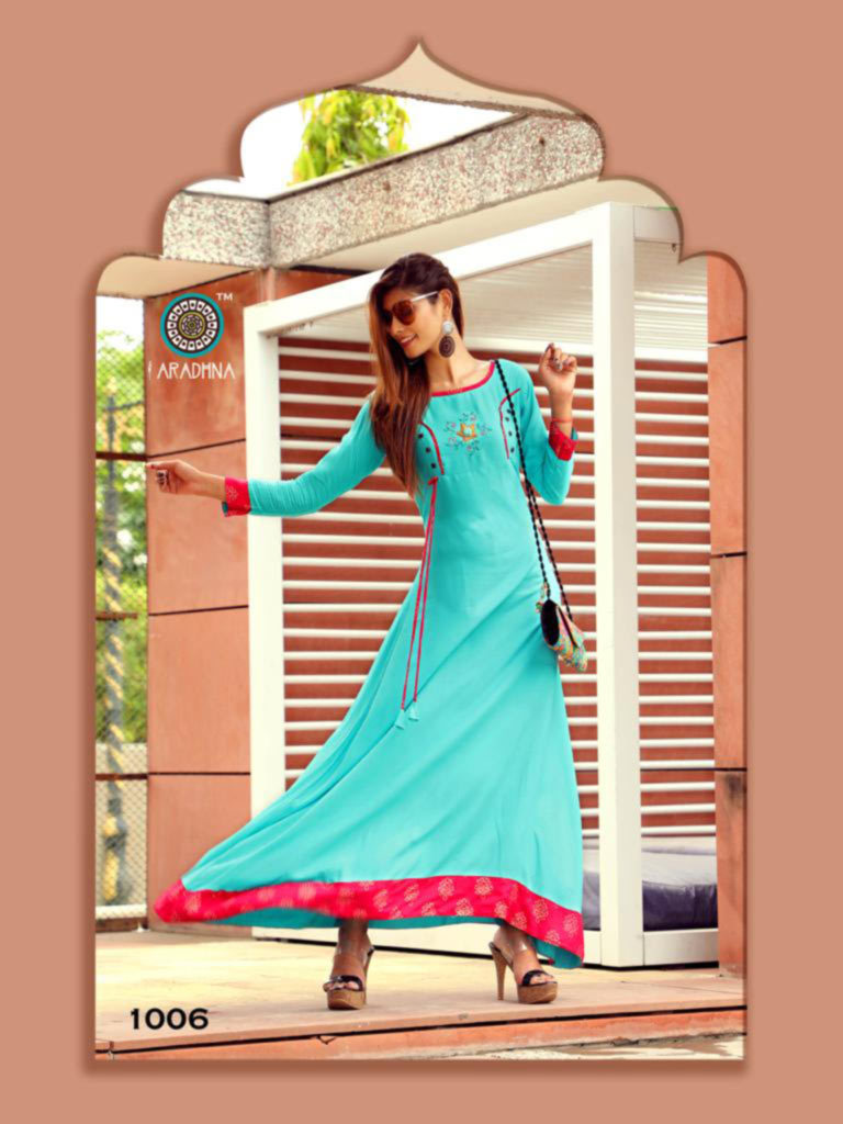 Aradhna Western Girl Kurti Set - Heavy Rayon Fabric With Manual Embroidery, Available Sizes M(38) To 3xl(46) | Multi-season Wear For Rainy, Spring, Summer, Winter