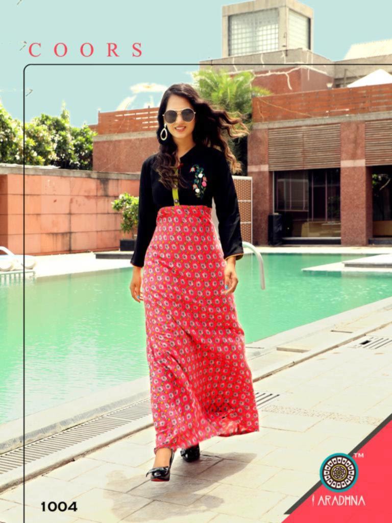 Aradhna Western Girl Kurti Set - Heavy Rayon Fabric With Manual Embroidery, Available Sizes M(38) To 3xl(46) | Multi-season Wear For Rainy, Spring, Summer, Winter
