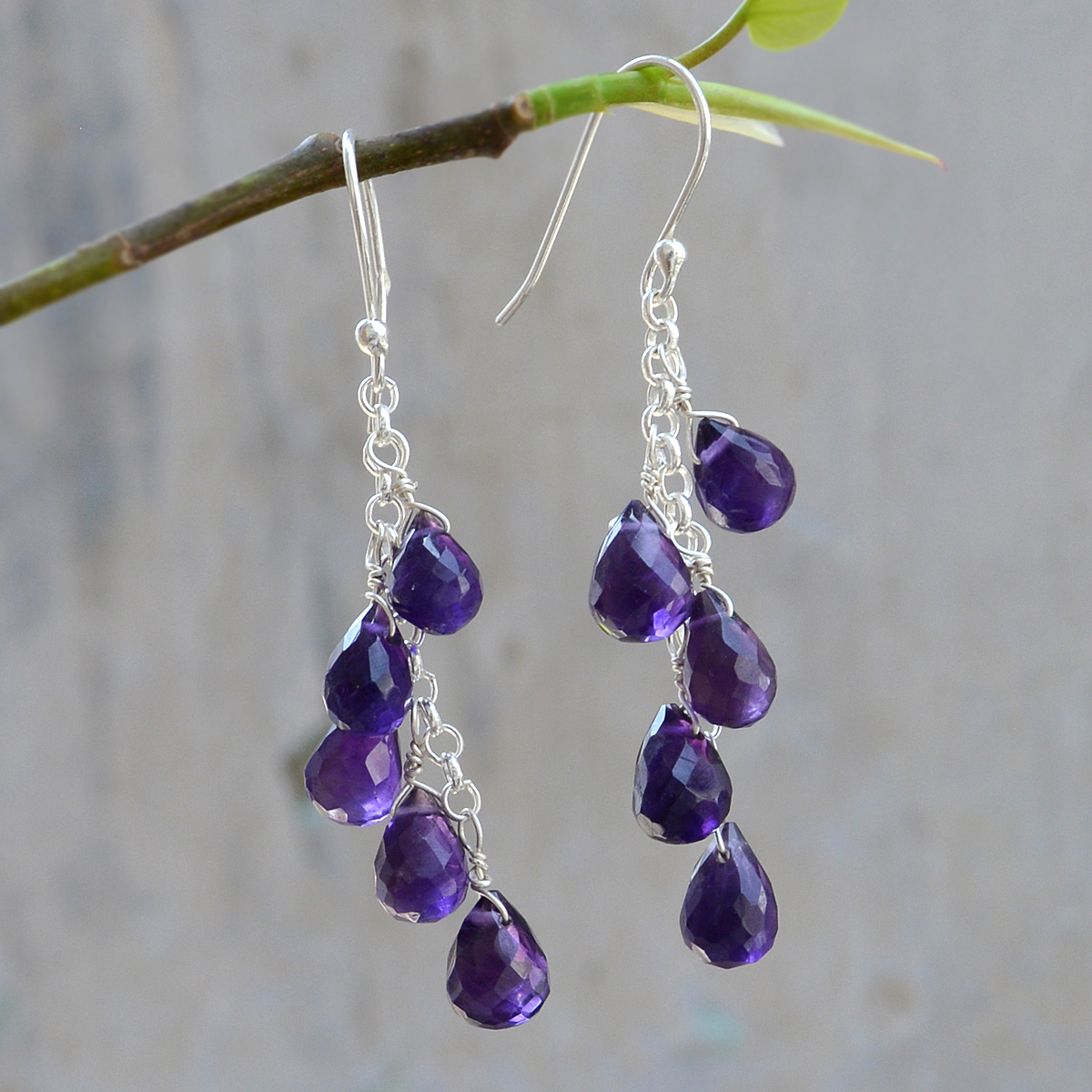 Amethyst Stone Silver Earring Pg-156302 Gender: Women