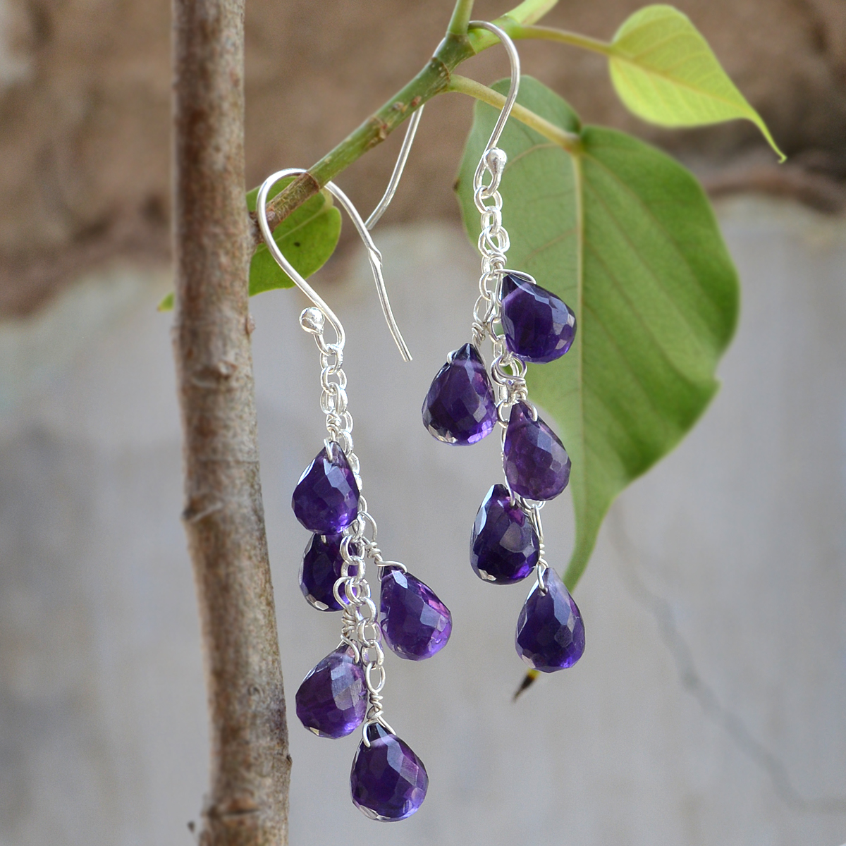 Amethyst Stone Silver Earring Pg-156302 Gender: Women