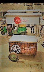 Food Cart - Steel 4ft x 2ft Brown Design | 2 Wooden Shelves, 50kg Weight, 2 Wheels
