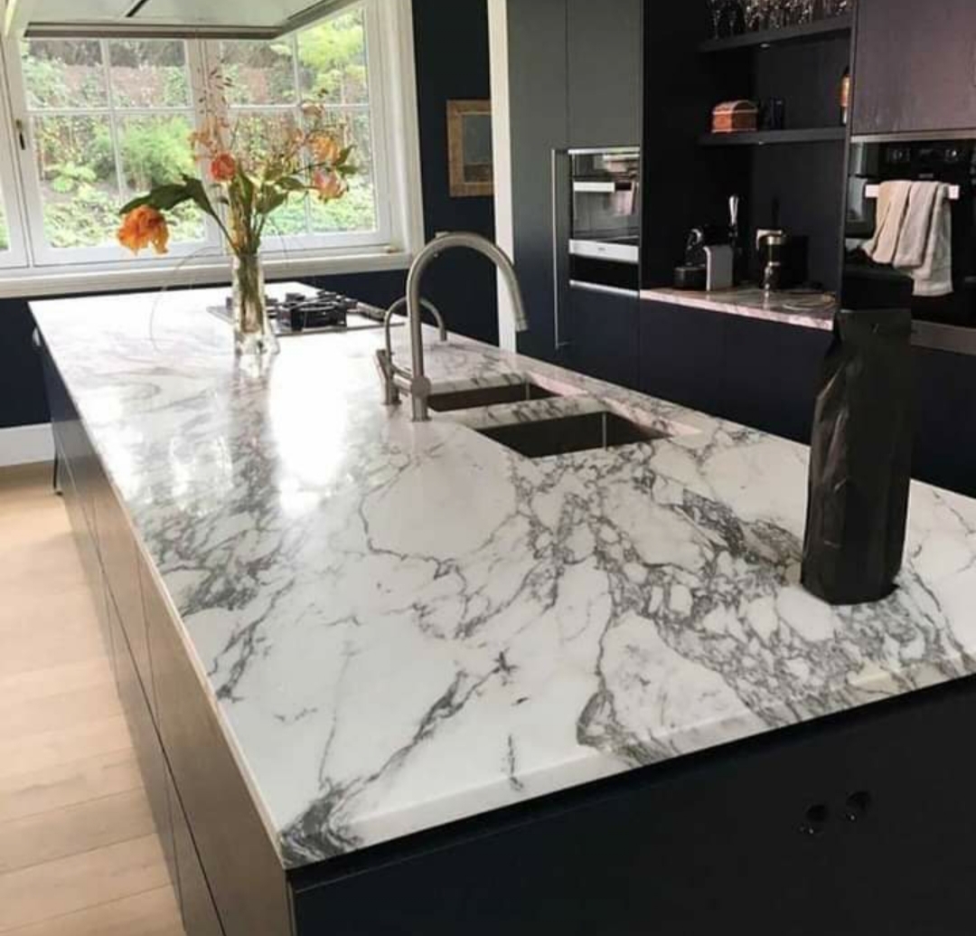 Imported Marbles - Calcite Stone, Polished Finish | Striking White Colour, Subtle Gray Hues, Heat Resistant, Durable For Home & Outdoor Decoration