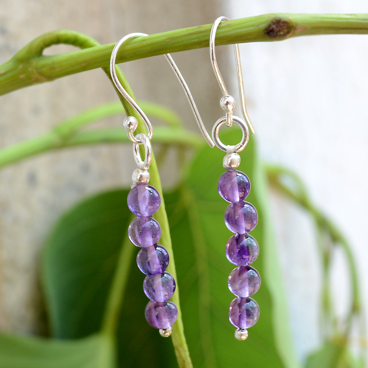 Amethyst Gemstone Silver Earring Pg-156321 Gender: Women