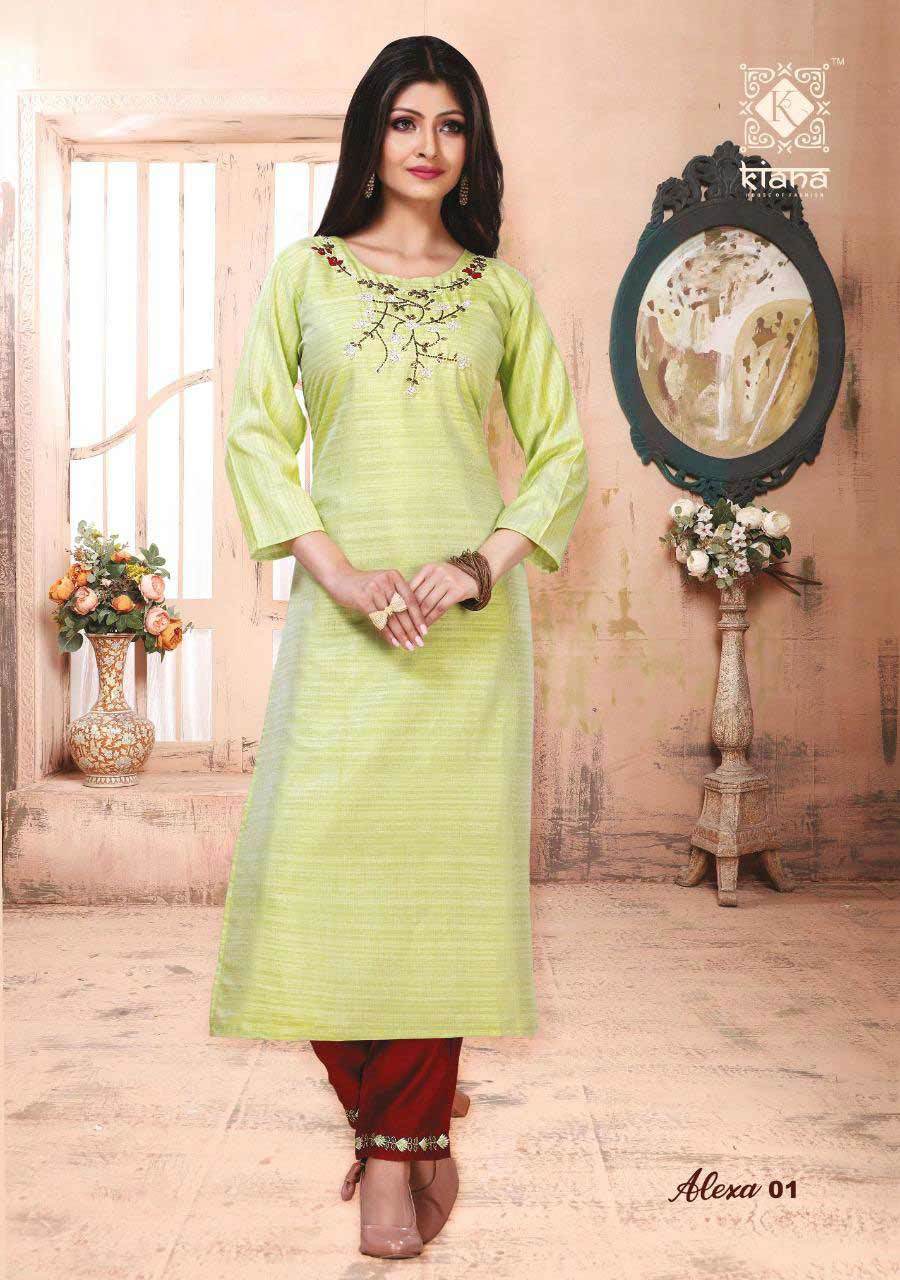 Spring Alexa Gold Print Chanderi Kurti Catalog Set