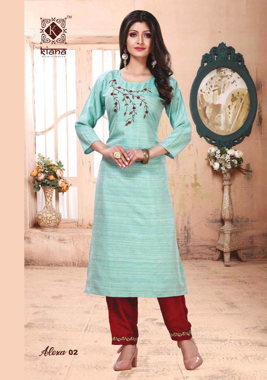 Spring Alexa Gold Print Chanderi Kurti Catalog Set